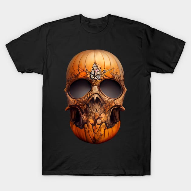 Pumpkin Skull Halloween T-Shirt by MZeeDesigns